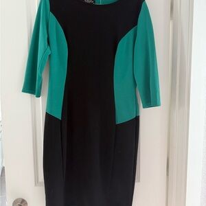 Amika Black and Teal Long Sleeve Dress